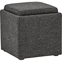 Marca Amazon - Rivet Ross - Otomana de tweed con tapa para almacenaje- 45-7 cm de ancho (gris caviar)